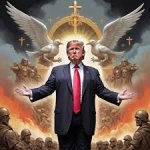 donald trump with black angel wings and ...